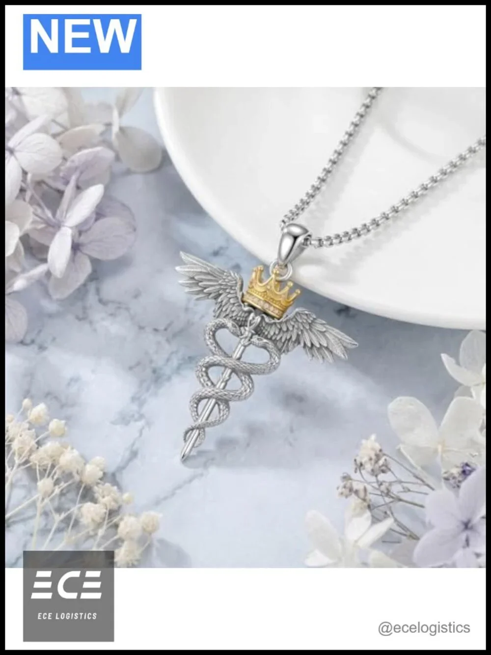 925 Sterling Silver Caduceus Nurse Necklace Medical Graduation Gift